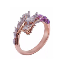 Позолочена каблучка «Дракон Пурпурний» для Багатства, Здоров'я, Процвітання, Захист Грошей