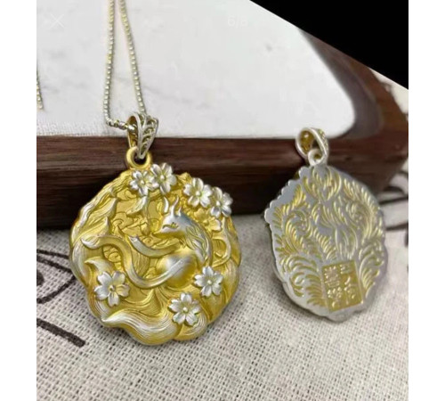 Срібна підвіска 9-хвостової лисиці амулет Любові приваблює популярність, процвітання удачу та велике кохання