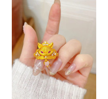 Позолочене кільце Любові 9-хвостій Лисиці для залучення другої половинки та сексуальності з фіанітами та нефрит