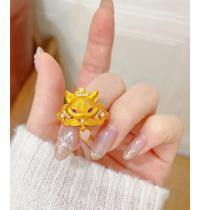 Позолочене кільце Любові 9-хвостій Лисиці для залучення другої половинки та сексуальності з фіанітами та нефрит