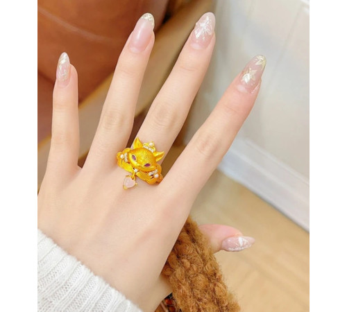 Позолочене кільце Любові 9-хвостій Лисиці для залучення другої половинки та сексуальності з фіанітами та нефрит