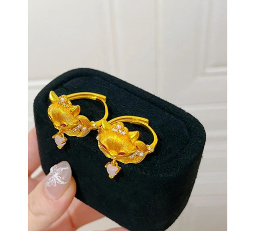 Позолочене кільце Любові 9-хвостій Лисиці для залучення другої половинки та сексуальності з фіанітами та нефрит