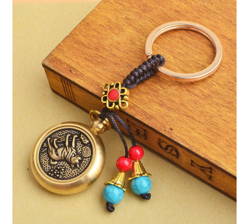 Брелок Грошовий Собака, що виконує бажання з монетою, що обертається, для залучення Багатства, Удачі та Здоров'я