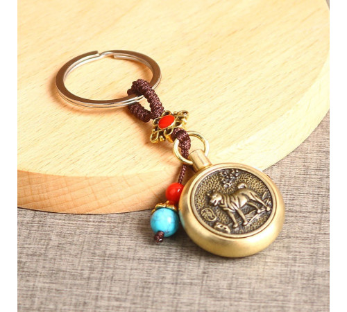 Брелок Грошовий Собака, що виконує бажання з монетою, що обертається, для залучення Багатства, Удачі та Здоров'я