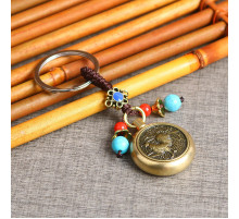 Брелок Грошовий Півень, що виконує бажання з монетою, що обертається, для залучення Багатства, Удачі та Здоров'я