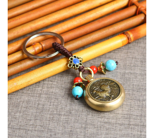 Брелок Грошовий Півень, що виконує бажання з монетою, що обертається, для залучення Багатства, Удачі та Здоров'я