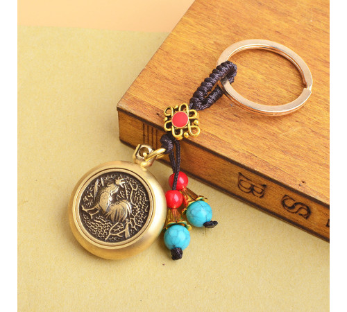 Брелок Грошовий Півень, що виконує бажання з монетою, що обертається, для залучення Багатства, Удачі та Здоров'я