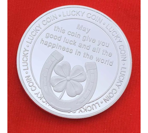 Посріблена Щаслива Монета з чотирилистою конюшиною притягує великі гроші Lucky Coin