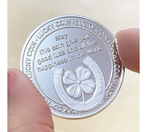 Посріблена Щаслива Монета з чотирилистою конюшиною притягує великі гроші Lucky Coin