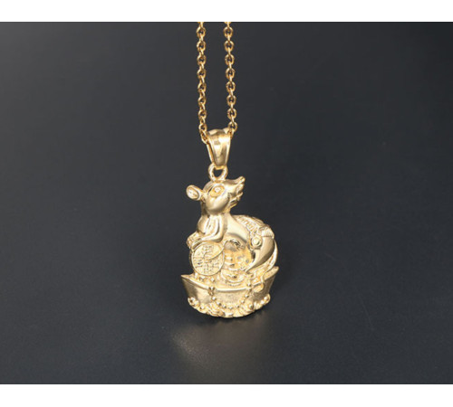 Позолочена підвіска Пацюк з монетою Багатства принесе вам грошовий успіх та достаток