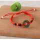 Червоний Тибетський магічний браслет із китайською монетою з чорним агатом і містичним вузлом