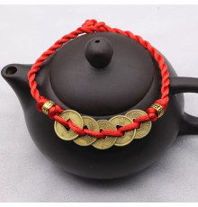 Тибетський браслет червона нитка з 5 монетами Династії І-Цзин багатство, і вдалий прибуток