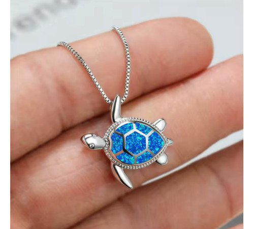 Тибетська посріблена підвіска Сакральна Черепаха з Опалом