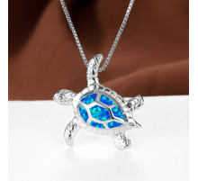 Тибетська посріблена підвіска Сакральна Черепаха з Опалом