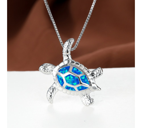 Тибетська посріблена підвіска Сакральна Черепаха з Опалом