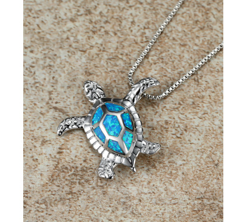 Тибетська посріблена підвіска Сакральна Черепаха з Опалом