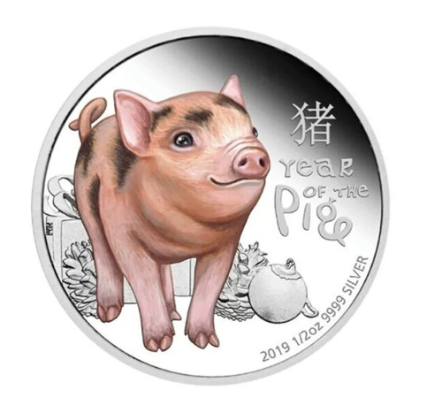 Срібна монета Свиня для активації любові, удачі, грошей