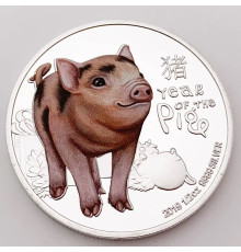 Срібна монета Свиня для активації любові, удачі, грошей