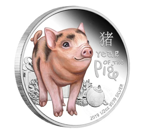 Срібна монета Свиня для активації любові, удачі, грошей