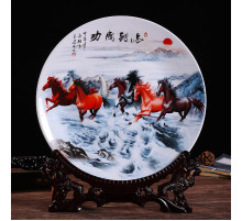 Малазійська тарілка 8 коней Удача, Багатство, Здоров'я, Любов, мудрість, Захист, Бізнес, Виносливість