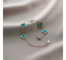 Позолочений браслет Чотирилистий конюшиний із зеленим малахітом Van Cleef для удачі, успіху, здоров'я, грошей