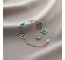 Позолочений браслет Чотирилистий конюшиний із зеленим малахітом Van Cleef для удачі, успіху, здоров'я, грошей