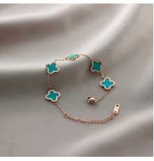 Позолочений браслет Чотирилистий конюшиний із зеленим малахітом Van Cleef для удачі, успіху, здоров'я, грошей