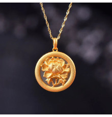 Позолочена підвіска Півонія з Нефритом — приваблює багатство, зміцнює жіночий і чоловічий початок