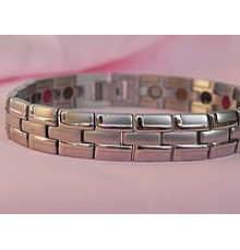 Турмаліновий магнітний браслет із титаном вузький срібло 4В1 Вековий Схід