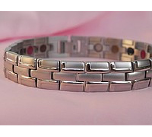 Турмаліновий магнітний браслет із титаном вузький срібло 4В1 Вековий Схід